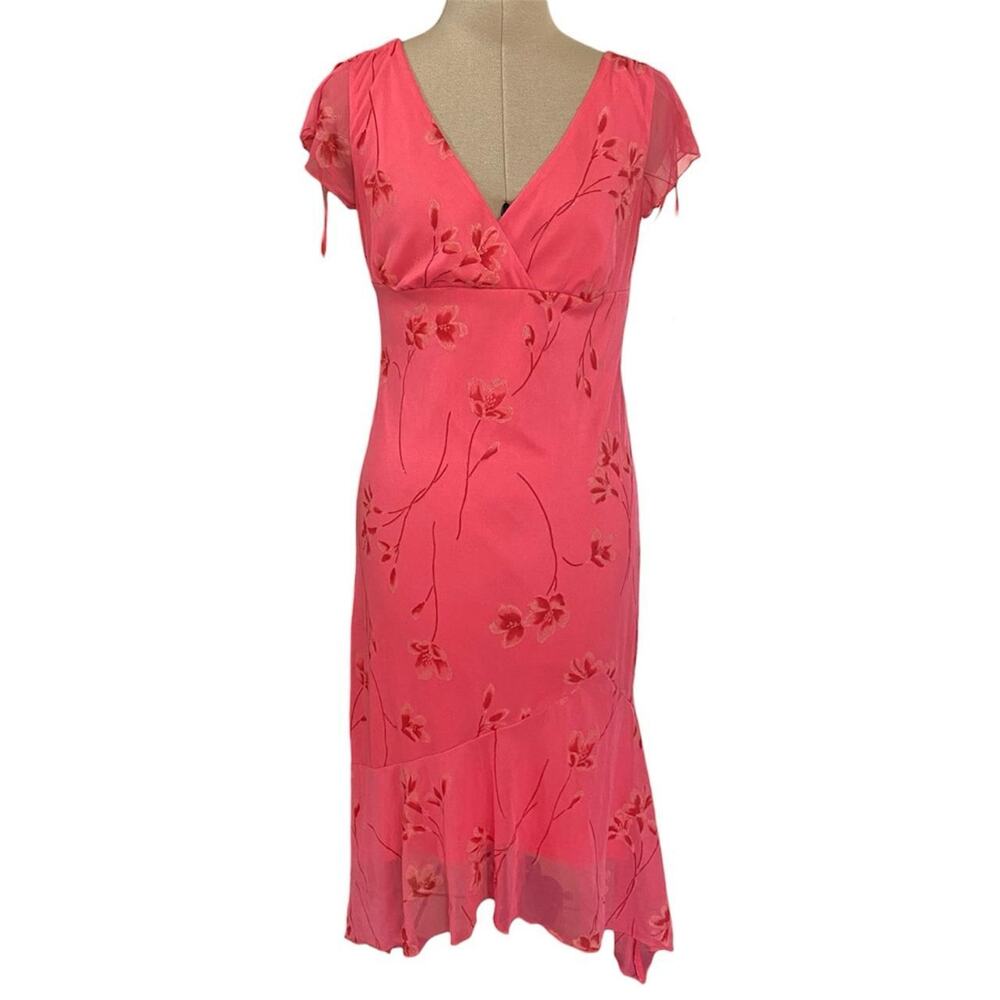 Vintage 90’s/Y2K Byer Too! pink shimmery floral midi dress, size S